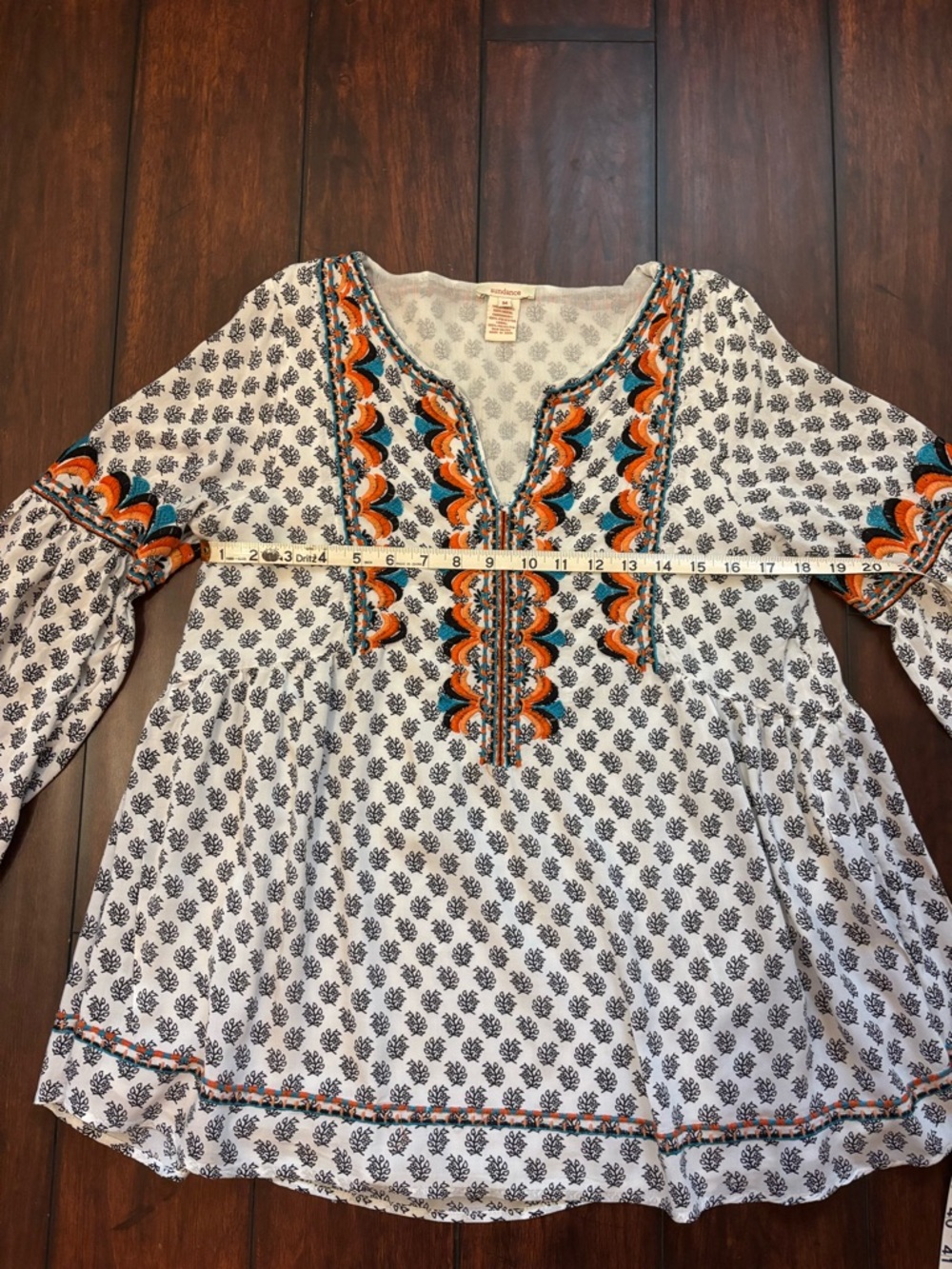 Sundance Embroidered Boho Blouse Medium Flowy Lined Top - Picture 14 of 16